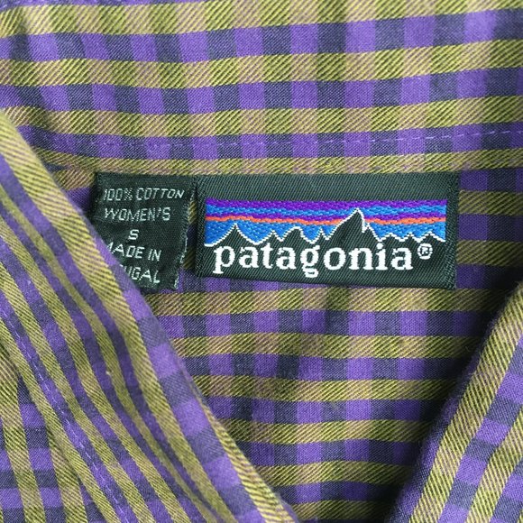 PATAGONIA Loose Fit Purple Khaki Olive Check Plaid Long Sleeve Button Shirt - Picture 2 of 7